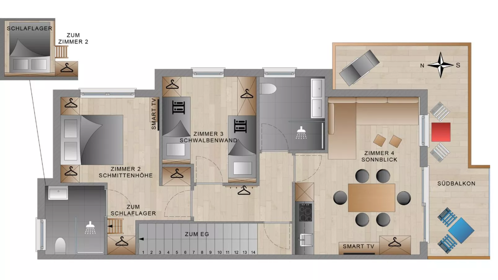 BergbiberHAUS Top B-Plattegrond