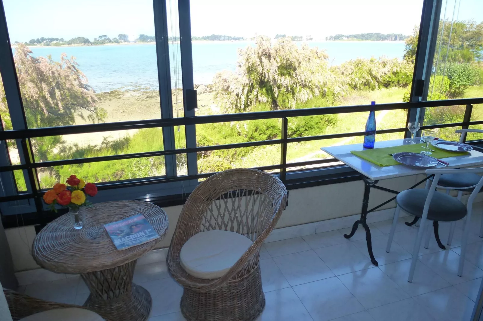 180° Panorama Meerblick Ferienwohnung Roscoff-Uitzicht zomer