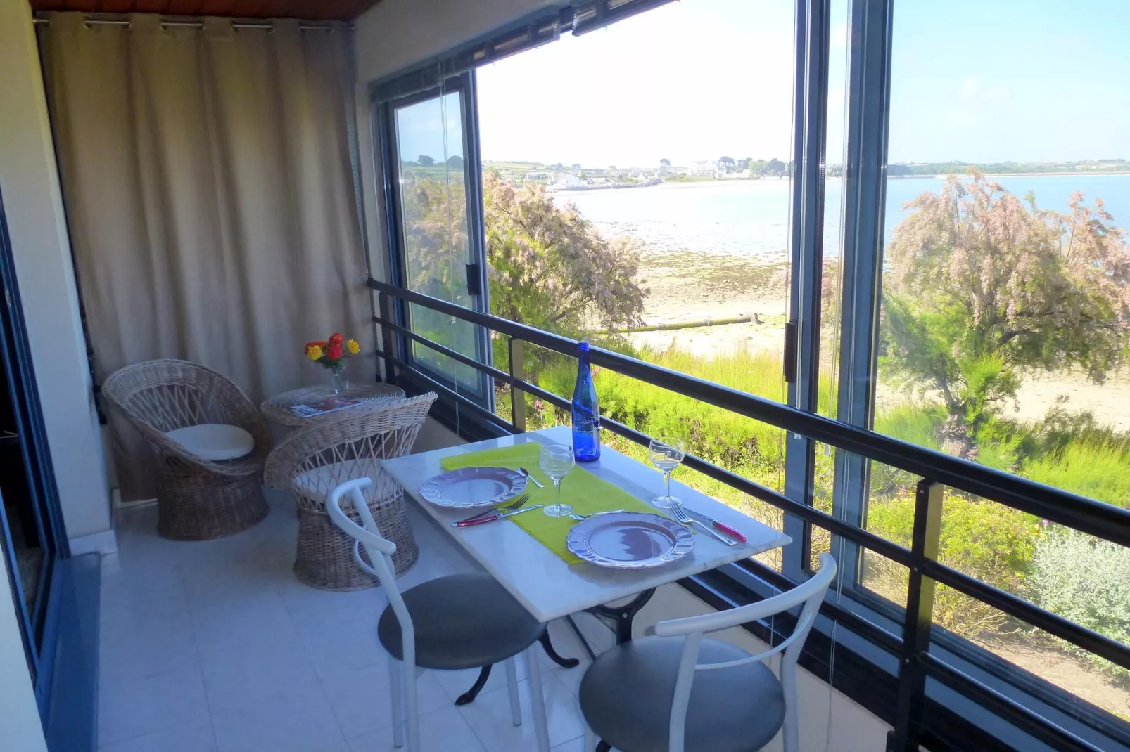 180° Panorama Meerblick Ferienwohnung Roscoff-Terrasbalkon