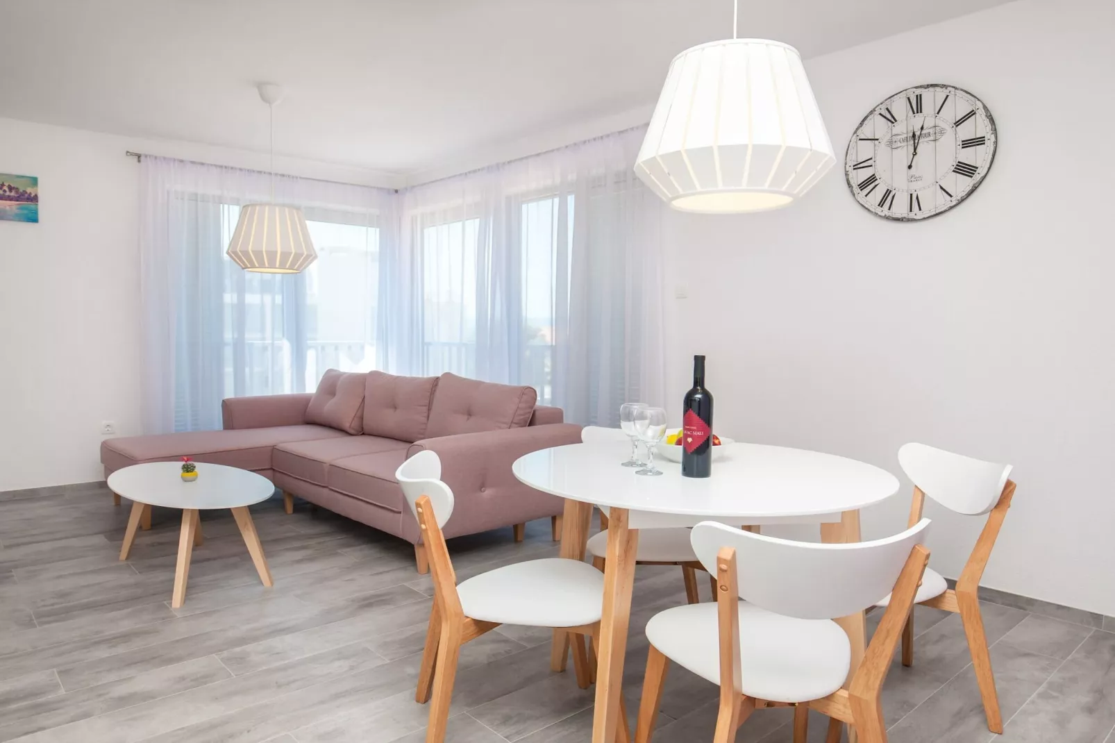 Apartments Dva Galeba - Standard One Bedroom Apartment with Partial Sea View (106)-Woonkamer