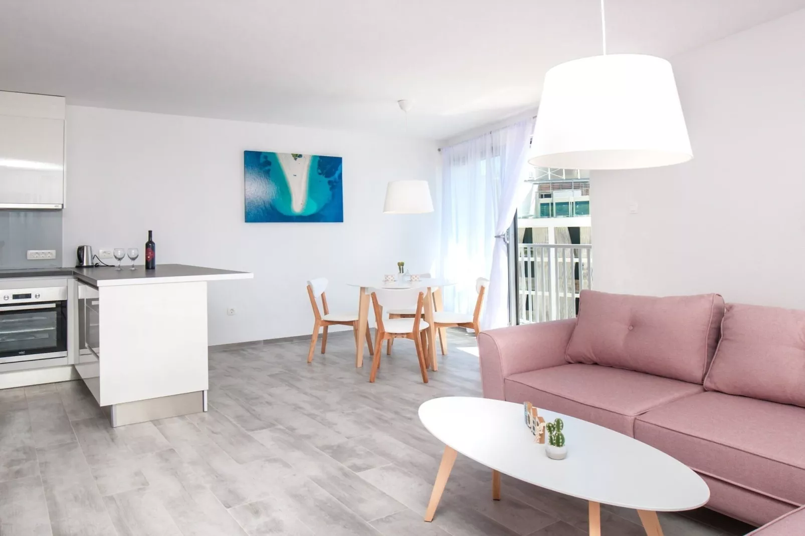 Apartments Dva Galeba - Standard One Bedroom Apartment with Sea View (203)-Woonkamer