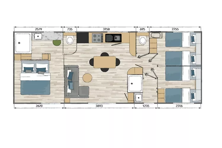 Camping L'Air Marin Vias-Plage  Mobilhome TULUM 3CH