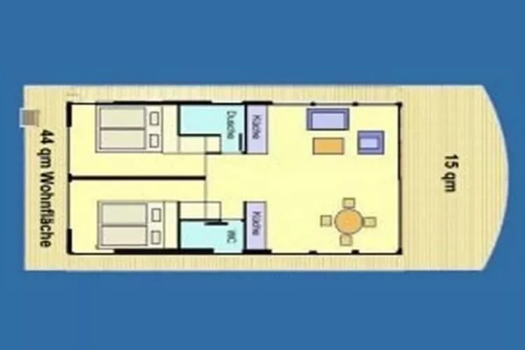 Floating 44 / Boot 1 / 3 Personen-Plattegrond