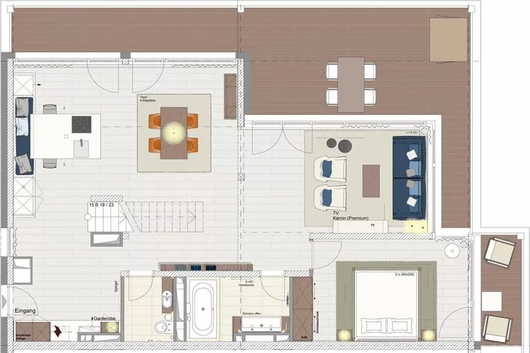 Apartments im MAREMÜRITZ Yachthafen Resort & Spa / Mare Grand Maisonette Suite 3 Personen-Plattegrond