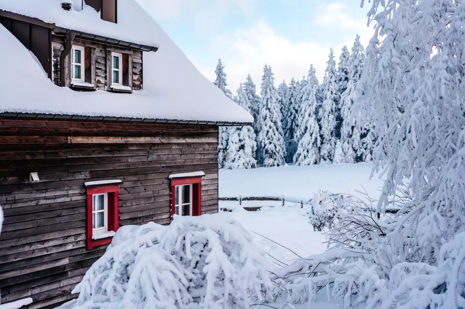 Ferienhaus Typ Premium Lodge 4 Erw 2 Kinder-Exterieur winter