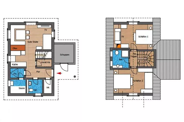 Ferienhaus Typ Premium Lodge 4 Erw 2 Kinder-Plattegrond