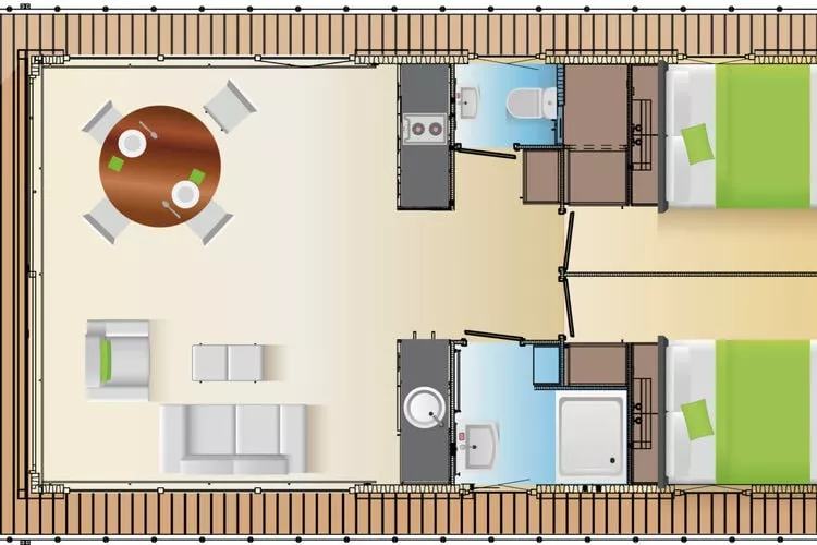 Houseboat Floating House Küstennebel 2 44 m²-Plattegrond