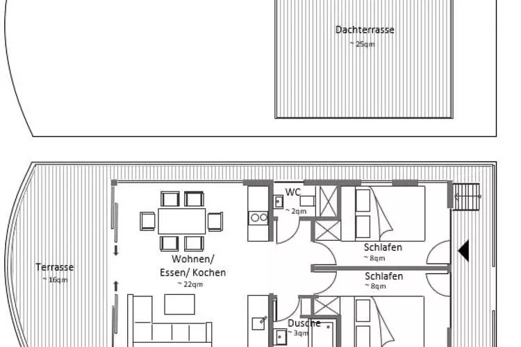 Hausboot Familiy & Friends LP 1 / 3 Personen-Plattegrond