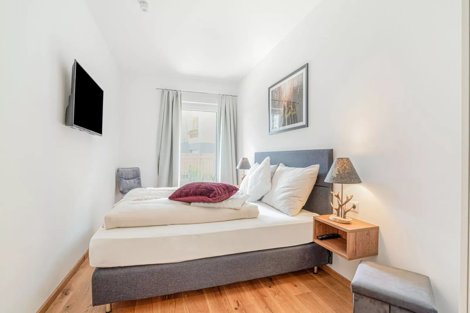 Mooi appartement in Mauterndorf met een sauna-Slaapkamer