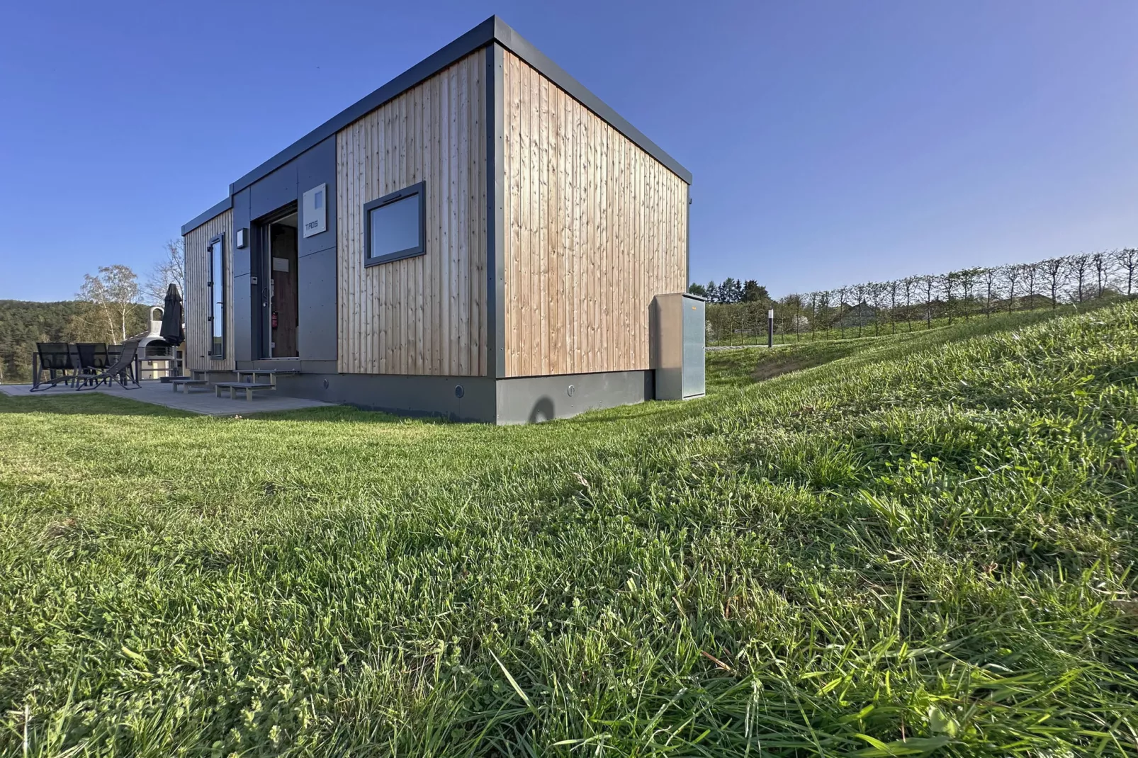 FERIENDORF SEEBLICK - Tiny Chalet am Eixendorfer See-Tuinen zomer