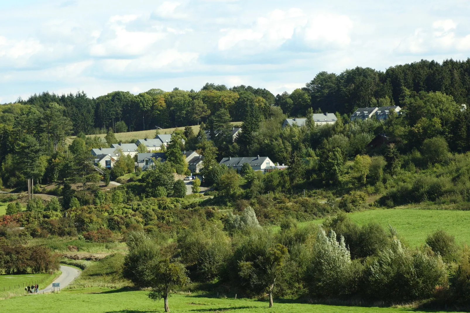 Mooi appartement in Durbuy met een zwembad-Uitzicht zomer