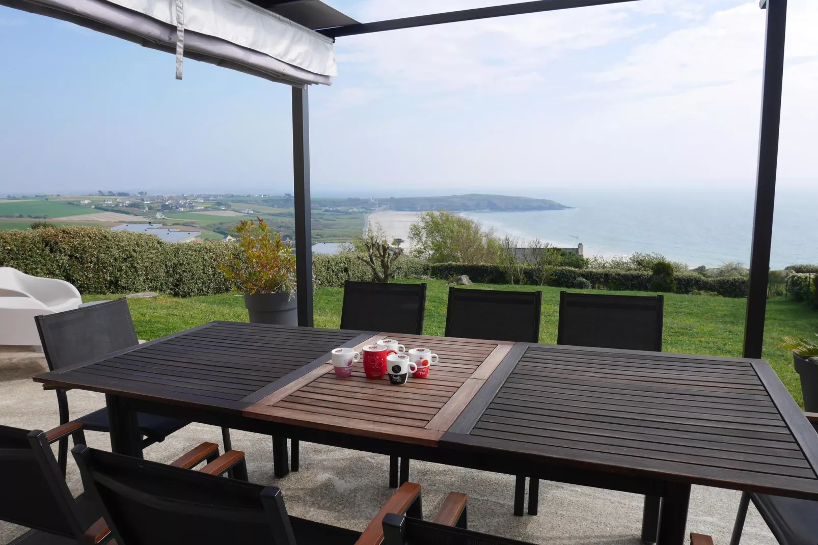 180° Panorama Meerblick Ferienhaus Telgruc-sur-Mer-Terrasbalkon