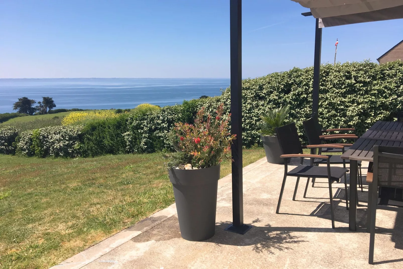 180° Panorama Meerblick Ferienhaus Telgruc-sur-Mer-Terrasbalkon