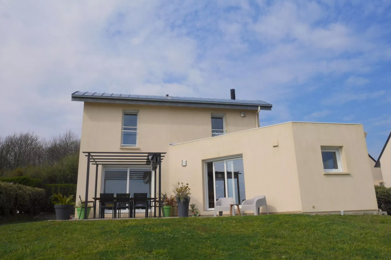 180° Panorama Meerblick Ferienhaus Telgruc-sur-Mer-Buitenkant zomer