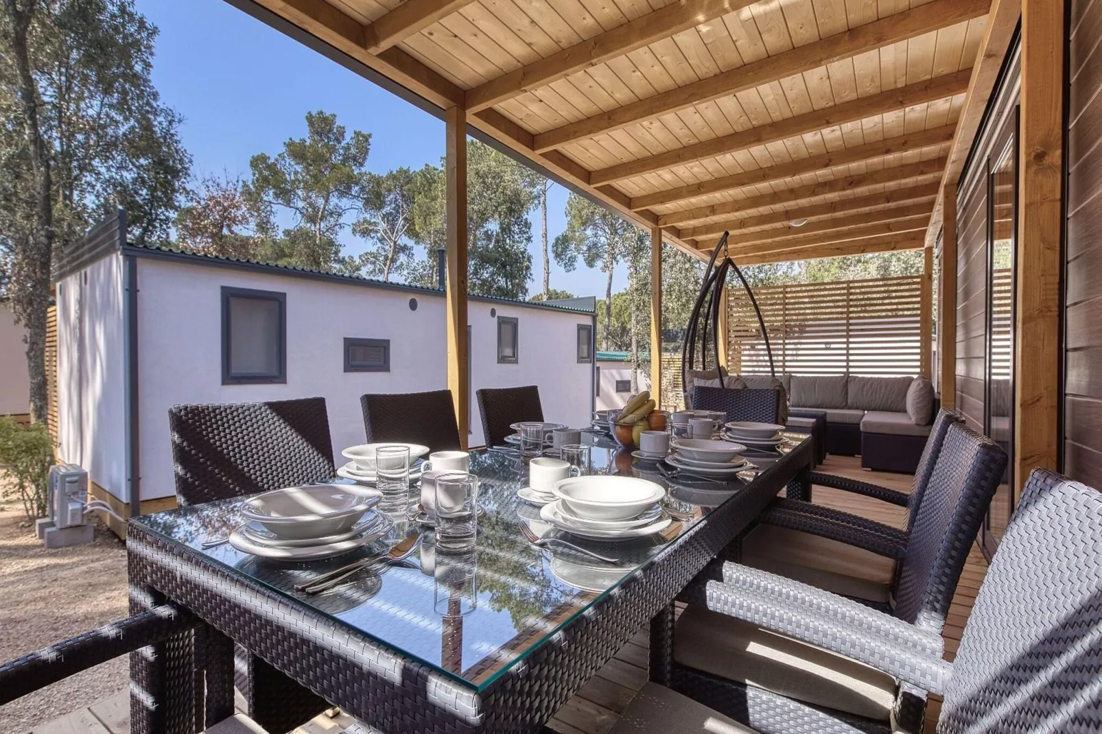 Mobile Homes Soline Biograd-Dalmatia Glamping Family Deluxe-Terrasbalkon