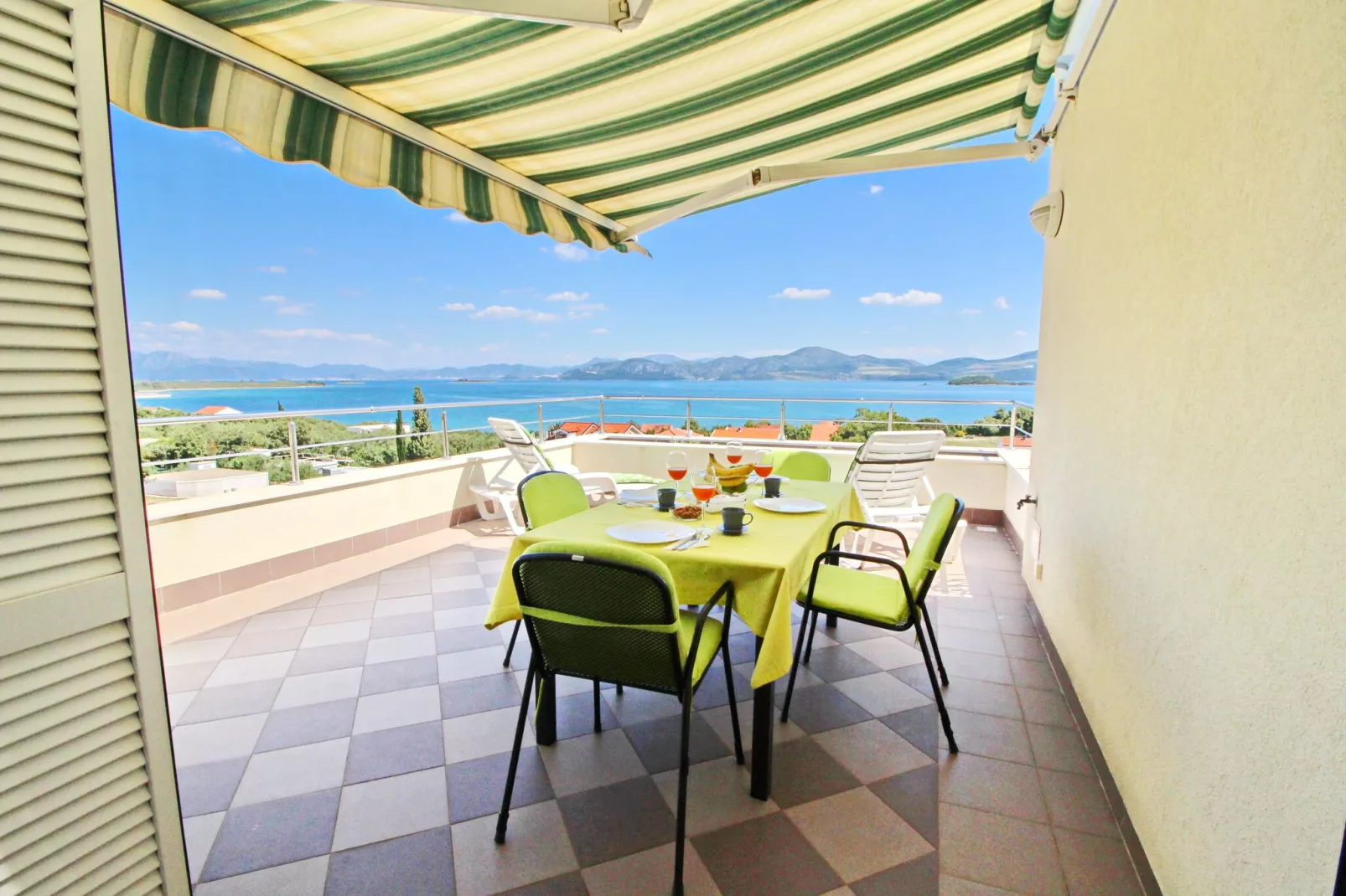 Apartments Gusti - Two-Bedroom Apartment with Balcony and Sea View-Terrasbalkon