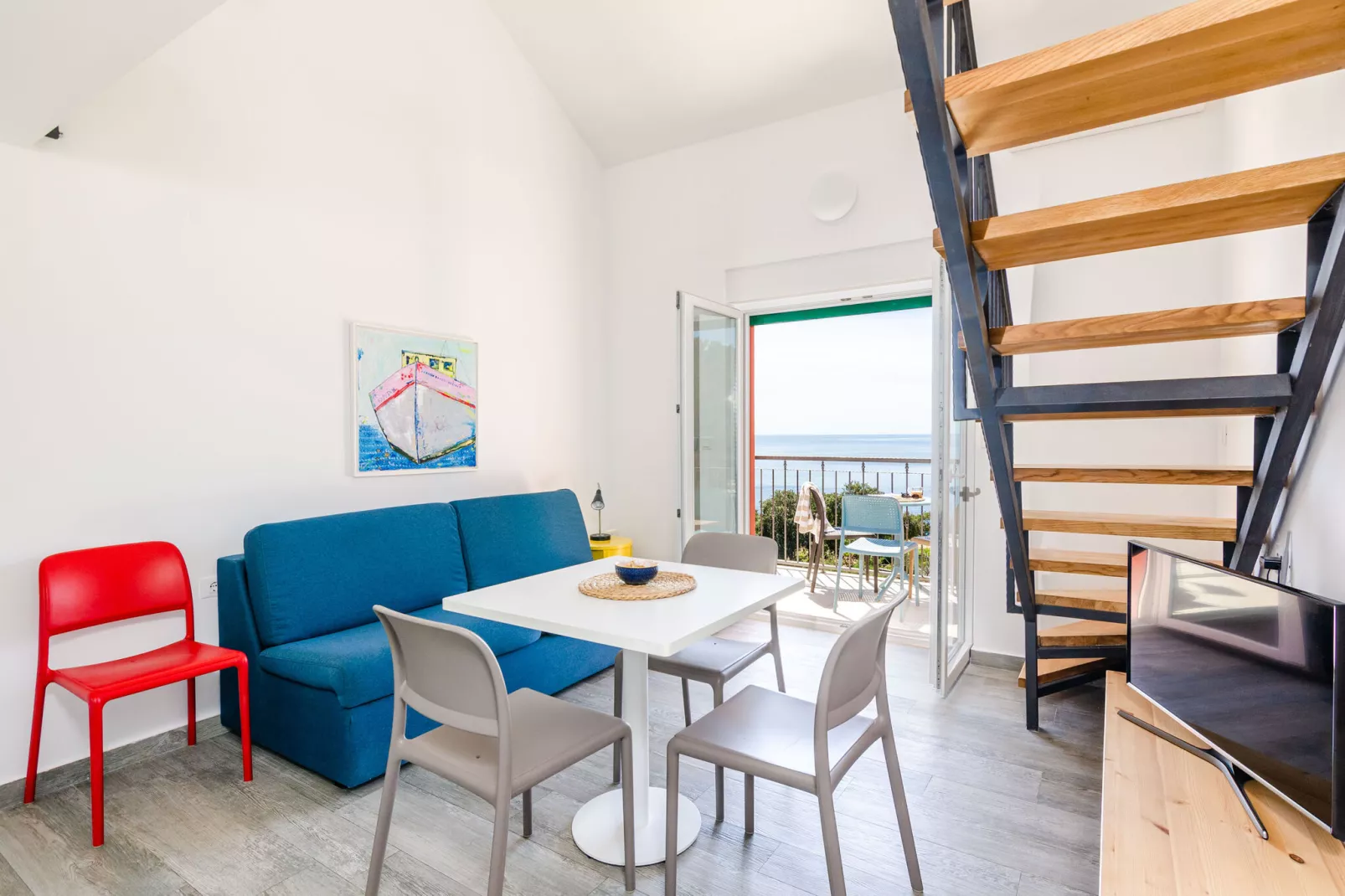 Apartments Villa Luka's - ''No.9'' Gallery One-Bedroom Apartment with Balcony and Sea View-Eetkamer