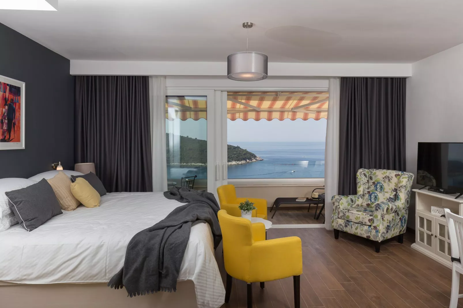 Amorino of Dubrovnik Apartments - Studio Apartment with Balcony and Sea View (Apartment Lovor)-Slaapkamer