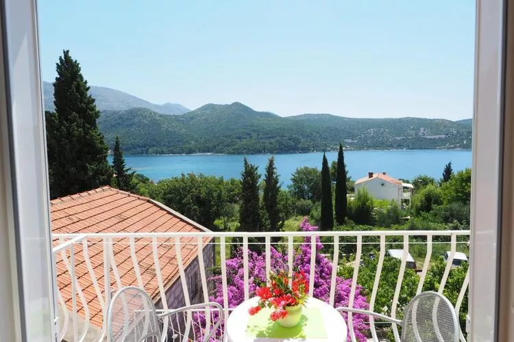 Apartments & Room Eva Slano - Double Room with Balcony and Sea View (Kamara)-Terrasbalkon