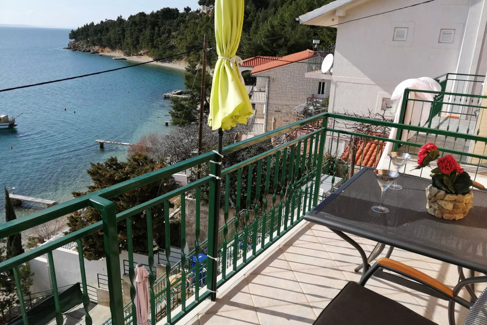 House Karlo Apartments - One-Bedroom Apartment with Two Balconies and Sea View (A5)-Terrasbalkon