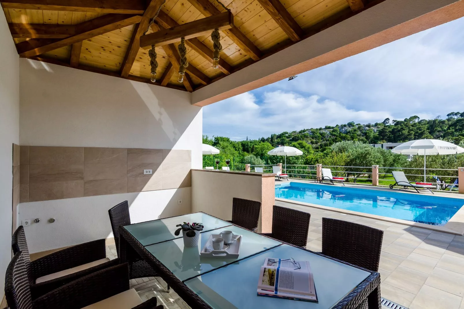 Apartments Mali Paradiso - Studio Apartment with Pool View(A1)-Terras