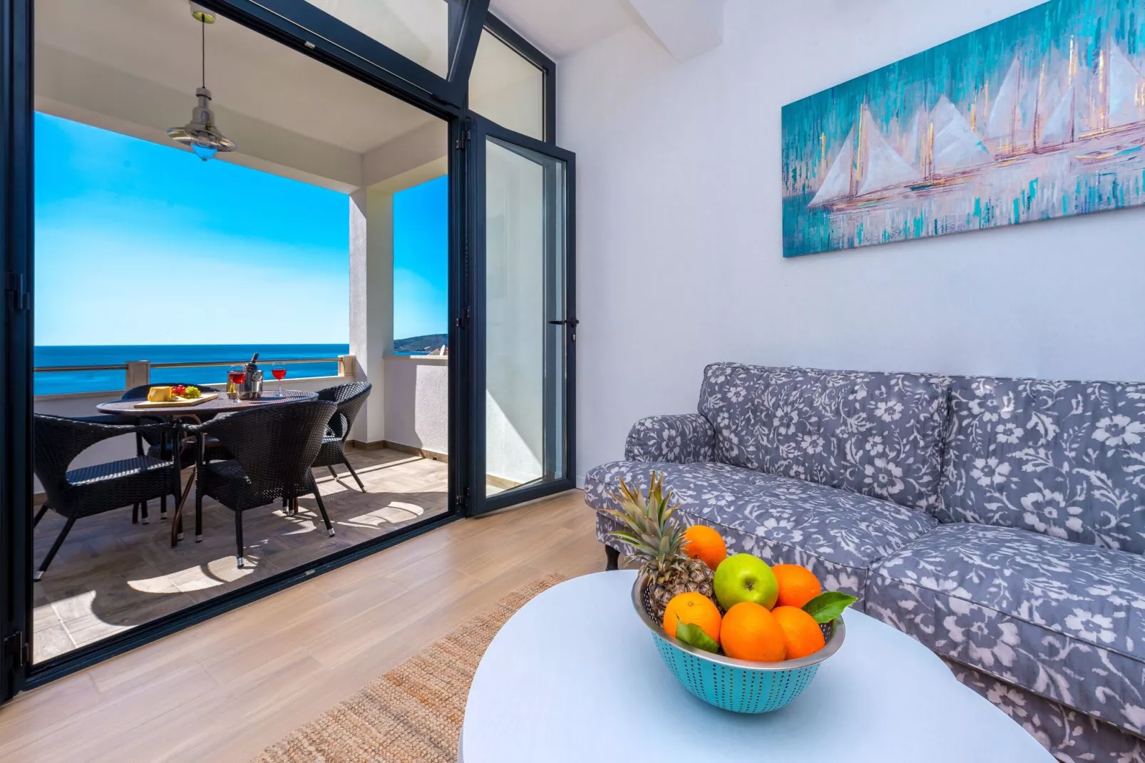 Apartments Maris-Two Bedroom Apartment with Terrace and Sea View-address Plat  21-Woonkamer