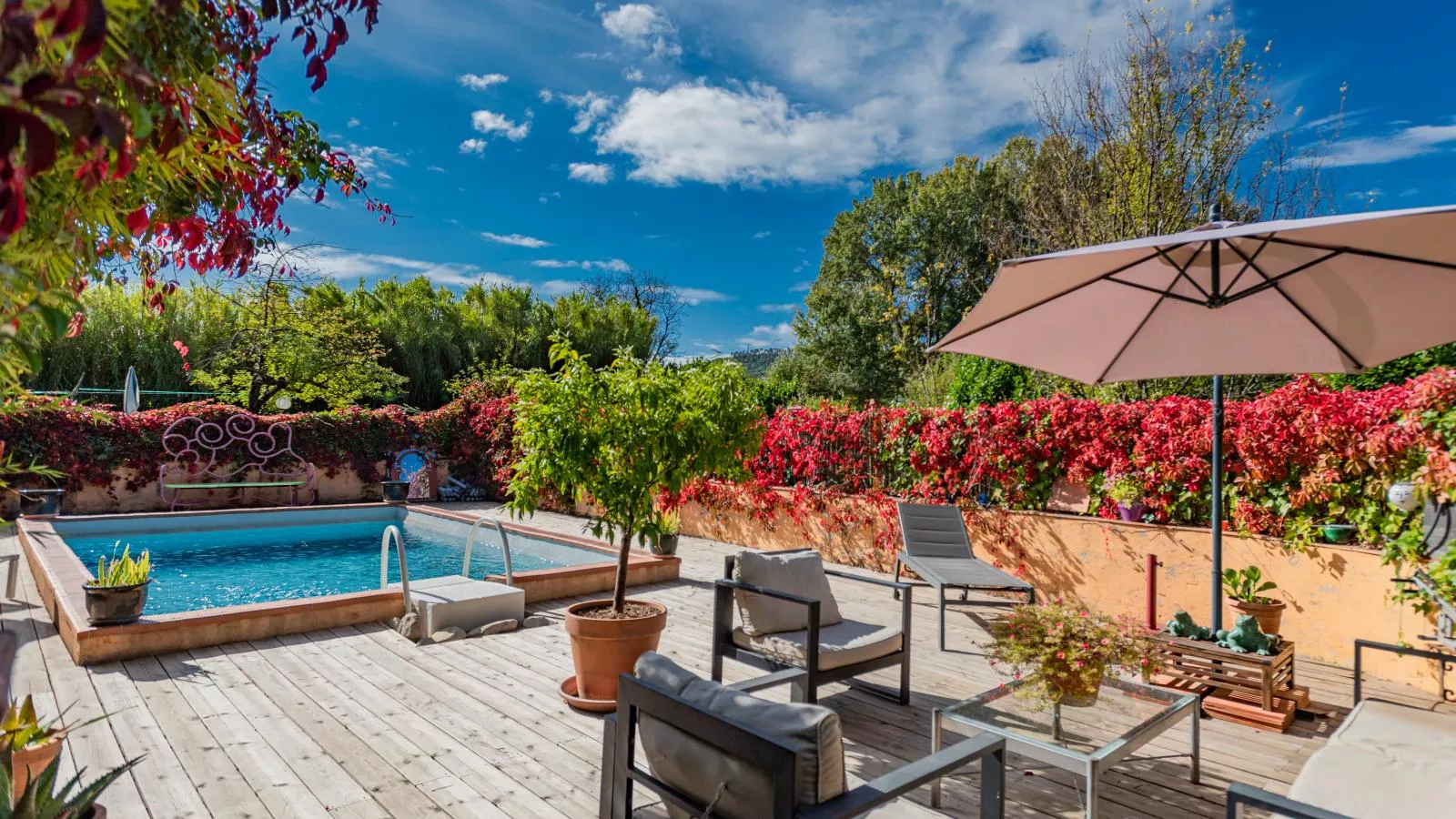 La petite maison de la ferme rose-Terrasbalkon