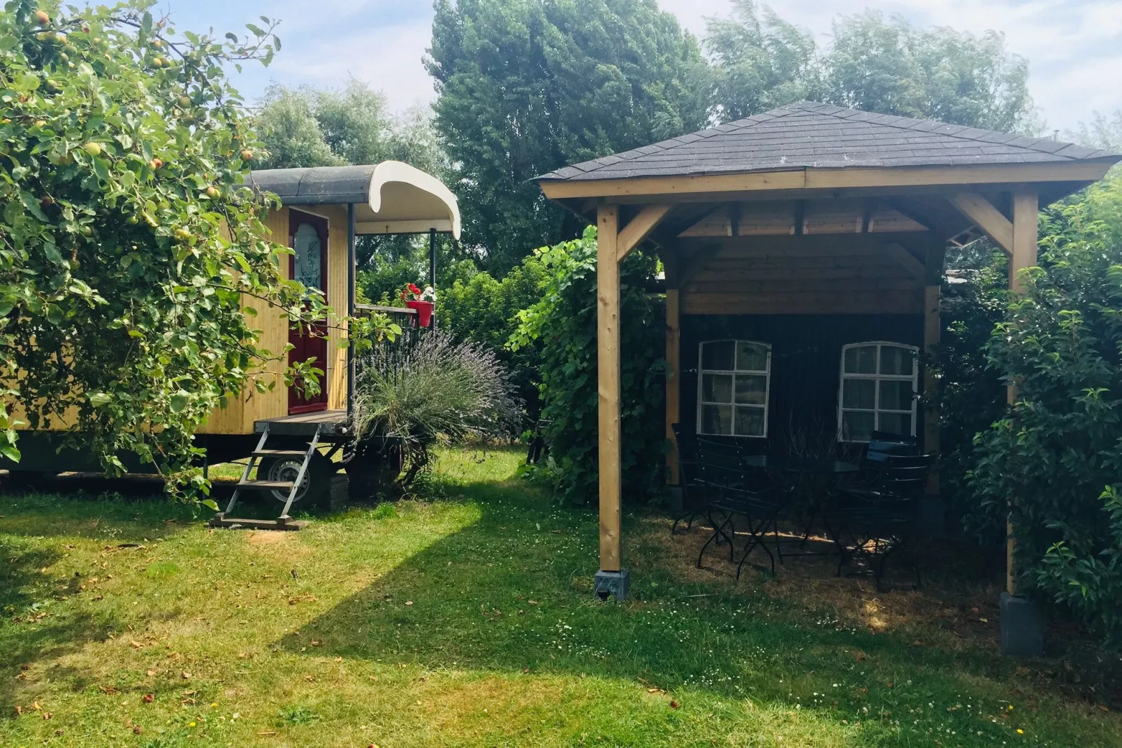 Pipowagen de Weideblick-Buitenkant zomer