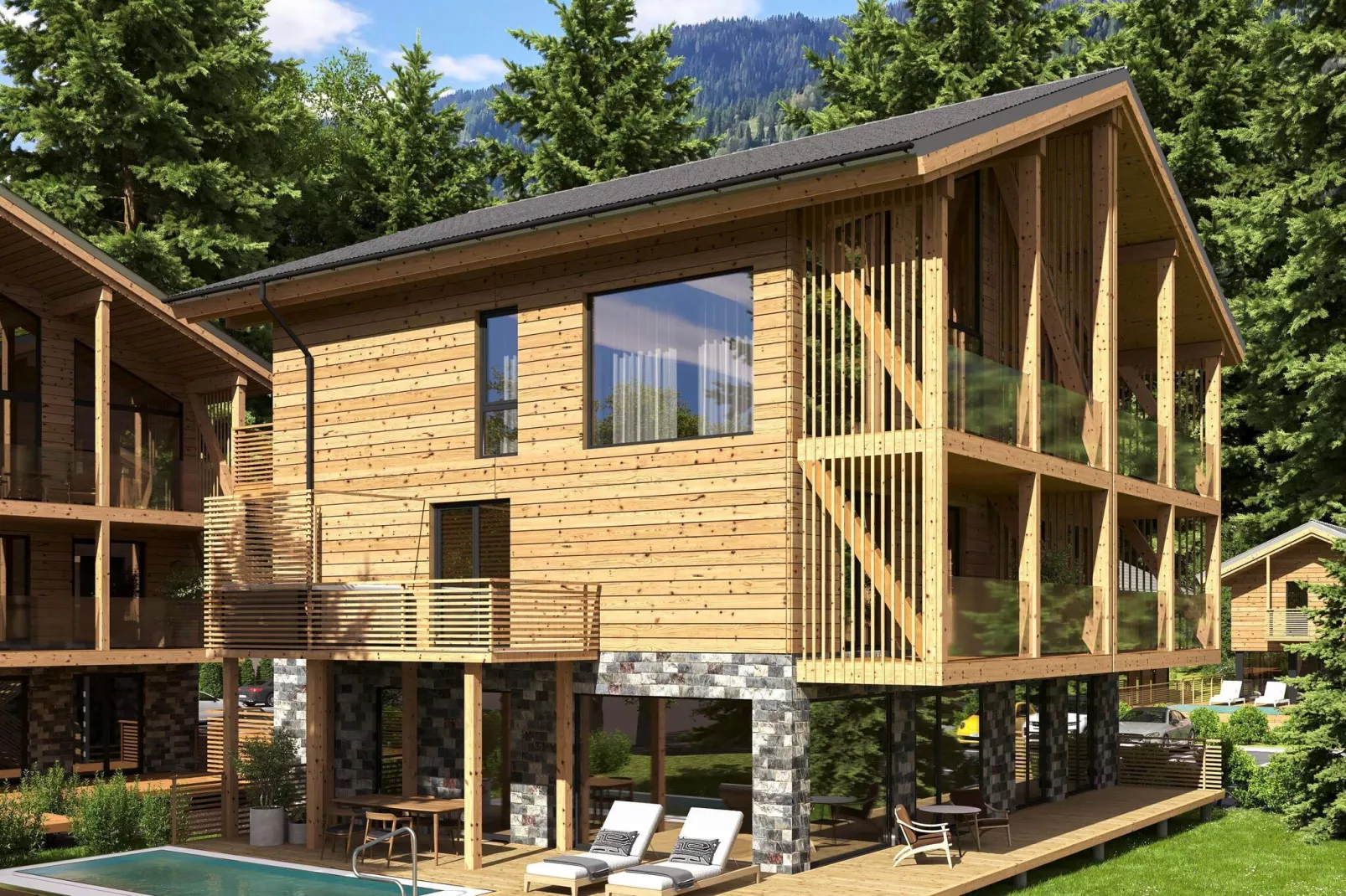 Kreischberg Pool Villas 5a-Buitenkant zomer