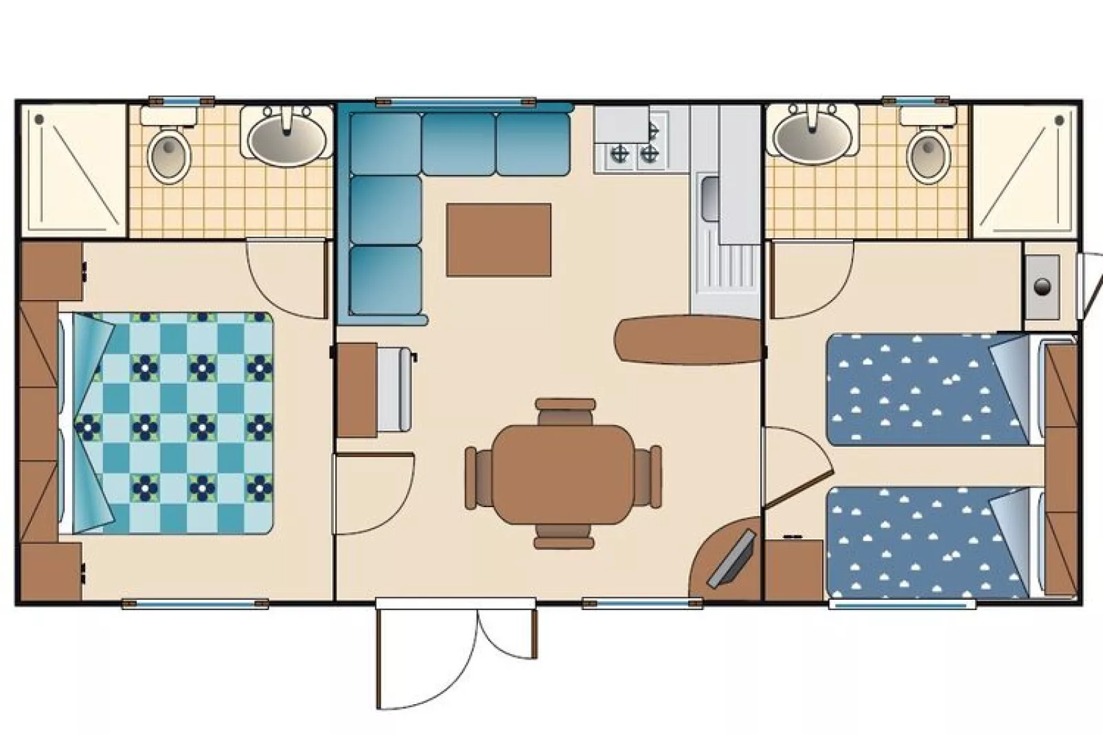 Mobile Homes Strasko NovaljaMobile Home Rosmarin - old Premium 32 qm für 6 Pers-Plattegrond